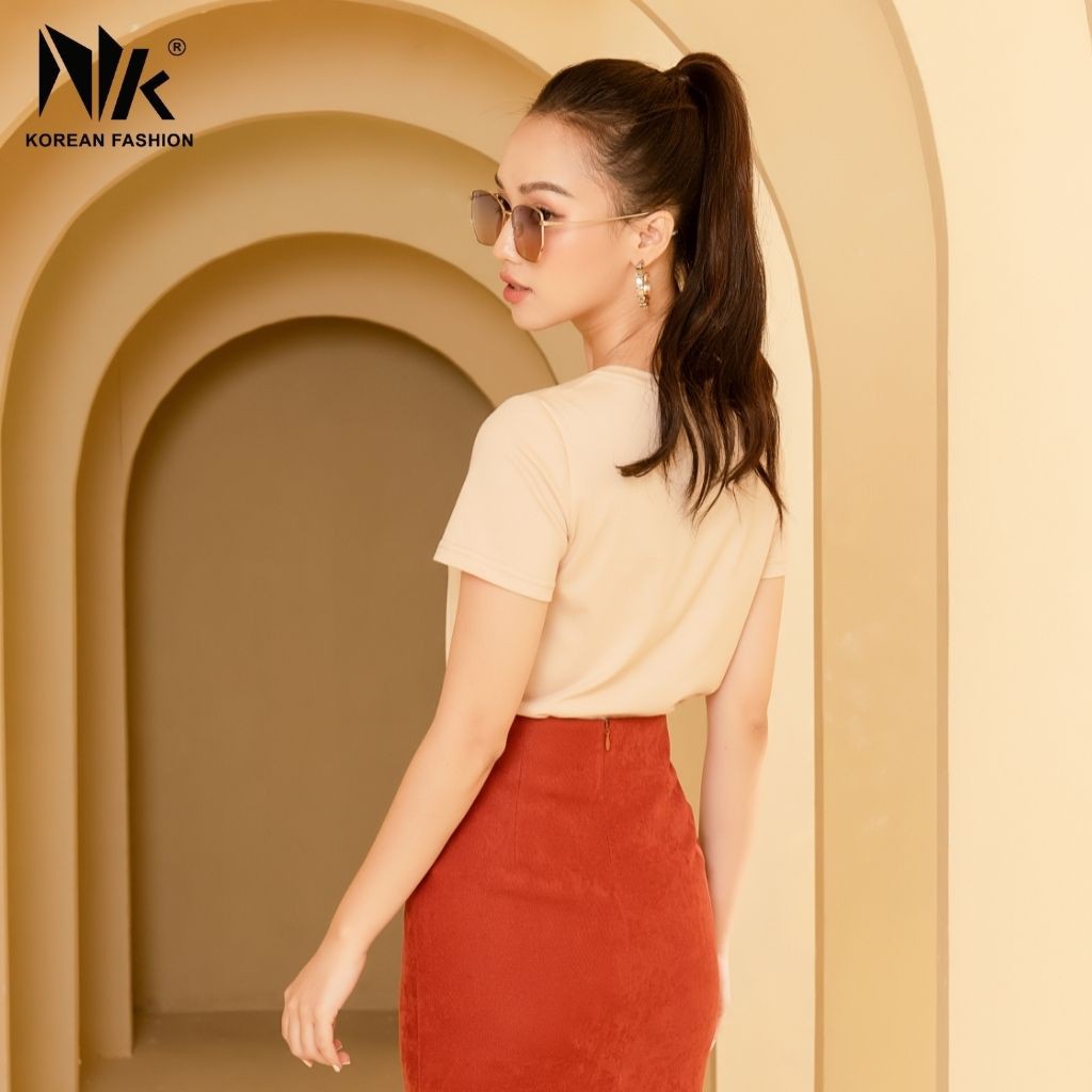 Áo Phông Nữ Cộc Tay NK FASHION Cổ Tròn Thêu Hình Bạch Mã, Chất Liệu Cotton Mềm Mịn, Thấm Hút Mồ Hôi NKAT2011013