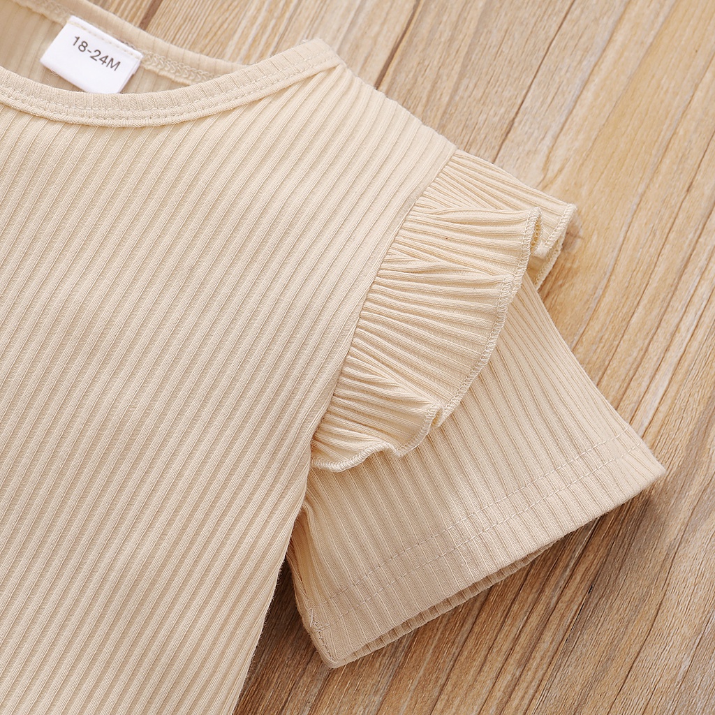 Set quần áo MIKRDOO gồm áo cotton ngắn tay màu be + chân váy yếm in hoa thời trang mùa thu xinh xắn cho bé gái