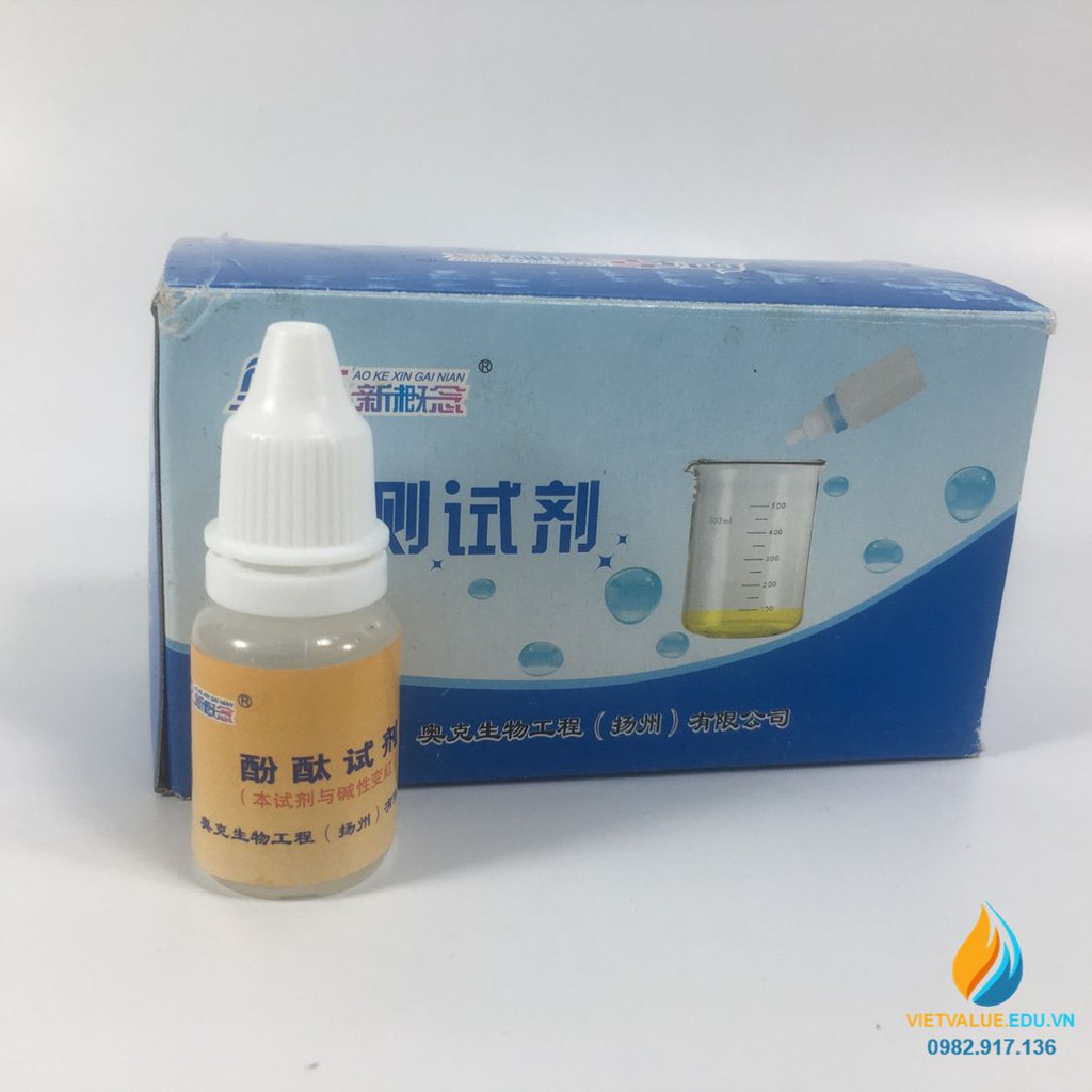 Thuốc thử phenolphtalein xác định độ axit hay bazo cho dung dịch, dung tích 10ml