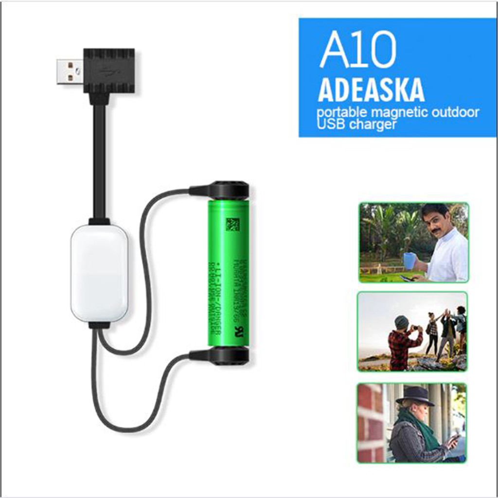 Sạc pin kiêm sạc dự phòng Adeaska A10 cho pin Lithium 3.7v 18650, 26650, 16340, 14500..