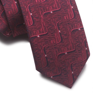 Cravat Nam màu đỏ hoa văn bản nhỏ 6cm cao cấp thắt sẵn khóa kéo, Cravat chú rể, Calavat dự tiệc - CV-606