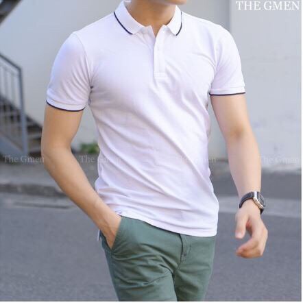 Áo polo nam nữ, áo phông nam cổ bẻ phối viền dệt sợi cotton cao cấp | BigBuy360 - bigbuy360.vn
