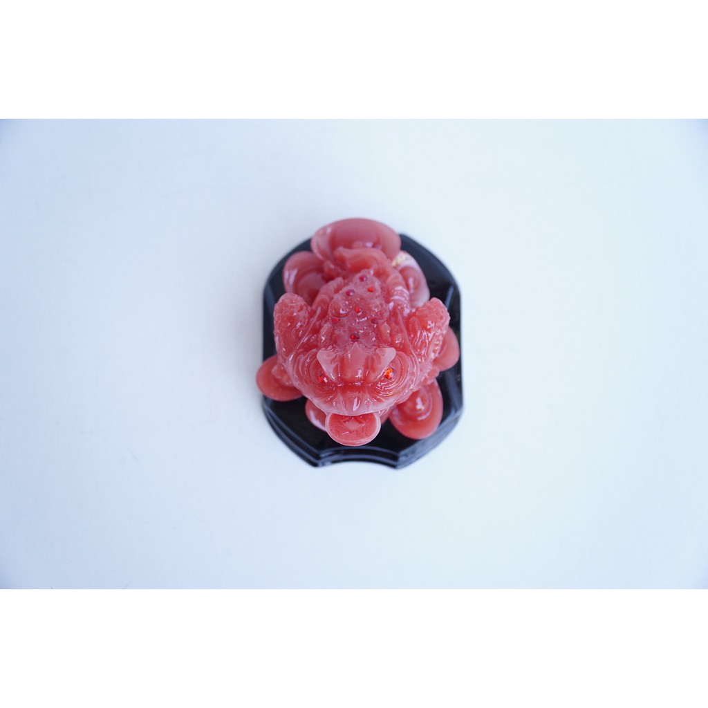 Tượng Cóc Thiềm Thừ ngọc đỏ may mắn tài lộc - Cao 7cm | BigBuy360 - bigbuy360.vn