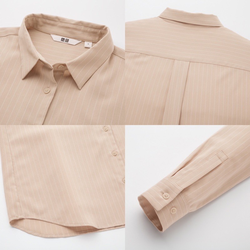 Áo sơ mi nữ dài tay kẻ sọc dễ thương dòng Easy Care của UNIQLO
