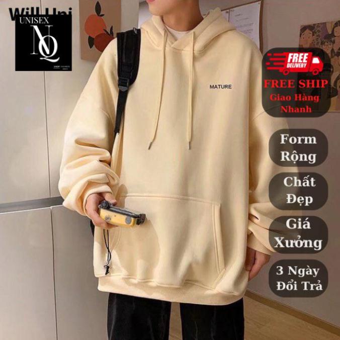 Áo Hoodie Unisex trơn kiểu dáng basic, thiết kế form rộng đẹp, chất nỉ dày dặn chất đẹp giá đẹp