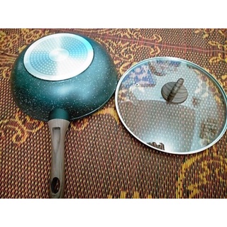 Chảo Nhôm Sâu Lòng Chống Dính Lock&Lock Baum Marble 1 Tay Cầm, Nắp Thủy Tinh LBU1305 (30cm)