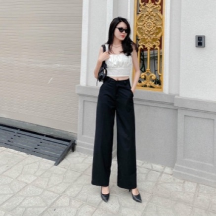 Quần ống rộng Basic Pants LUCETFASHION, quần tây nữ