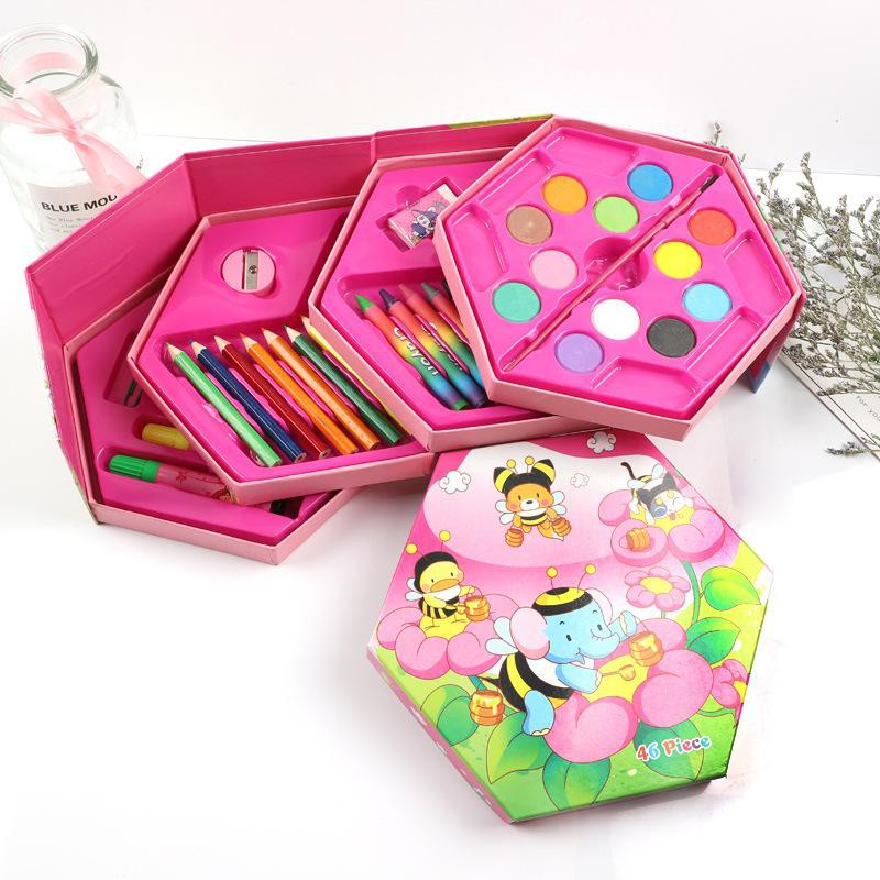 ĐỒ CHƠI Hộp Bút Chì Màu 4 Tầng Xoay 180 Độ ,Có 46 Màu cho Bé yêu thỏa sức sáng tạo