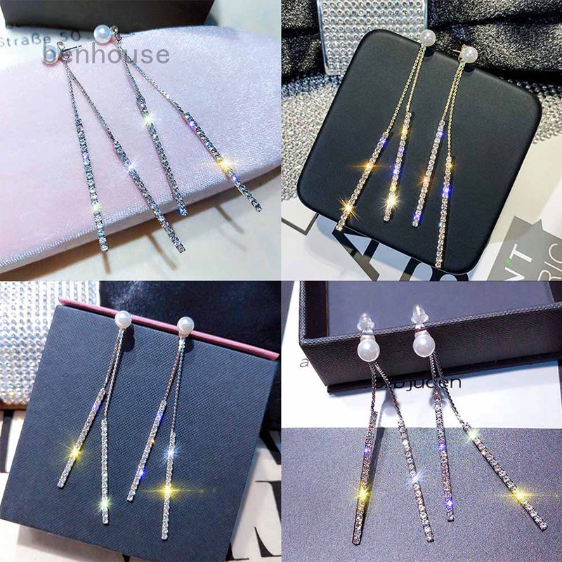 Đôi Khuyên Tai Dài Đính Ngọc Trai S925 Thời Trang Cho Nữ