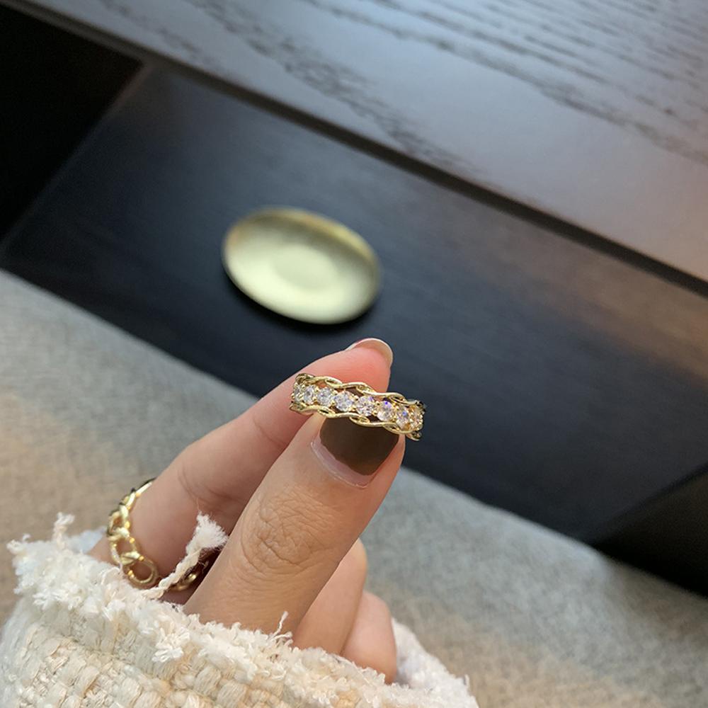 MXGOODS Nhẫn Hở Họa Tiết Hình Học Phong Cách Vintage Thời Trang