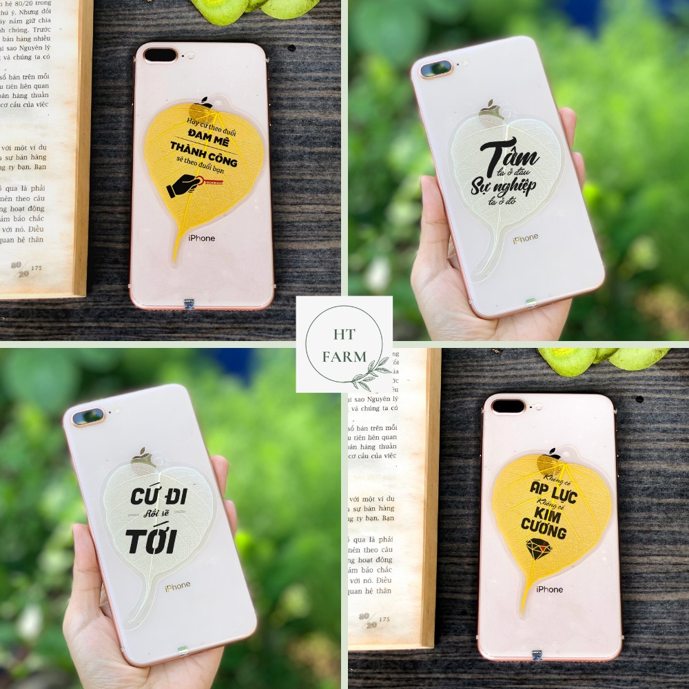 [12 Mẫu] Lá bồ đề in Slogan tạo động lực, truyền cảm hứng (Bookmark, Ốp điện thoại, Trang trí văn phòng)