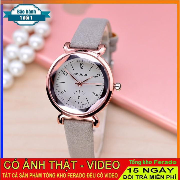 [ xả kho ] Đồng hồ nữ DouKou 71117 dây da cao cấp mặt tròn