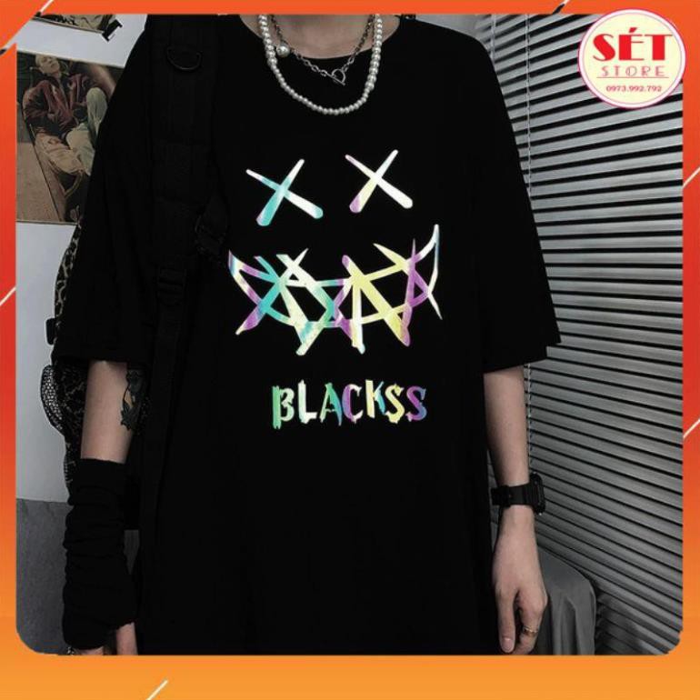 - Áo thun nam nữ cotton phản quang black - Sét store - 2 màu đen trắng 65kg đổ về AT05 giá rẻ