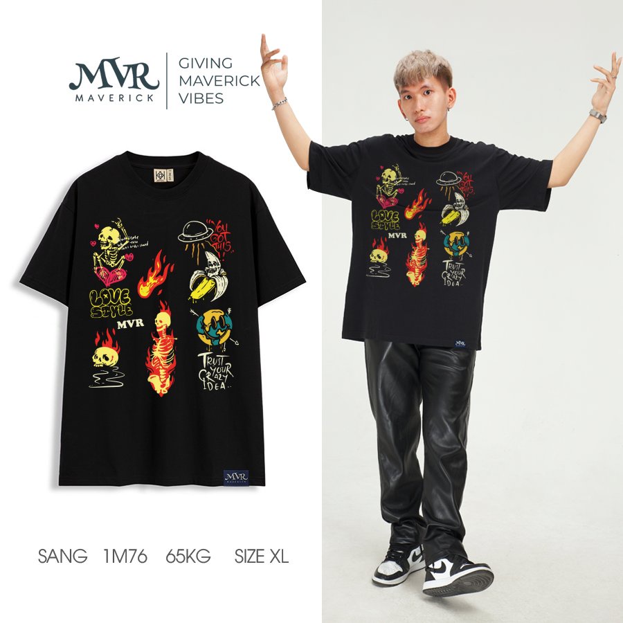 Áo thun phông cotton mát tay lỡ phong cách tình yêu icon MVR size rộng tee Mỹ BB4202