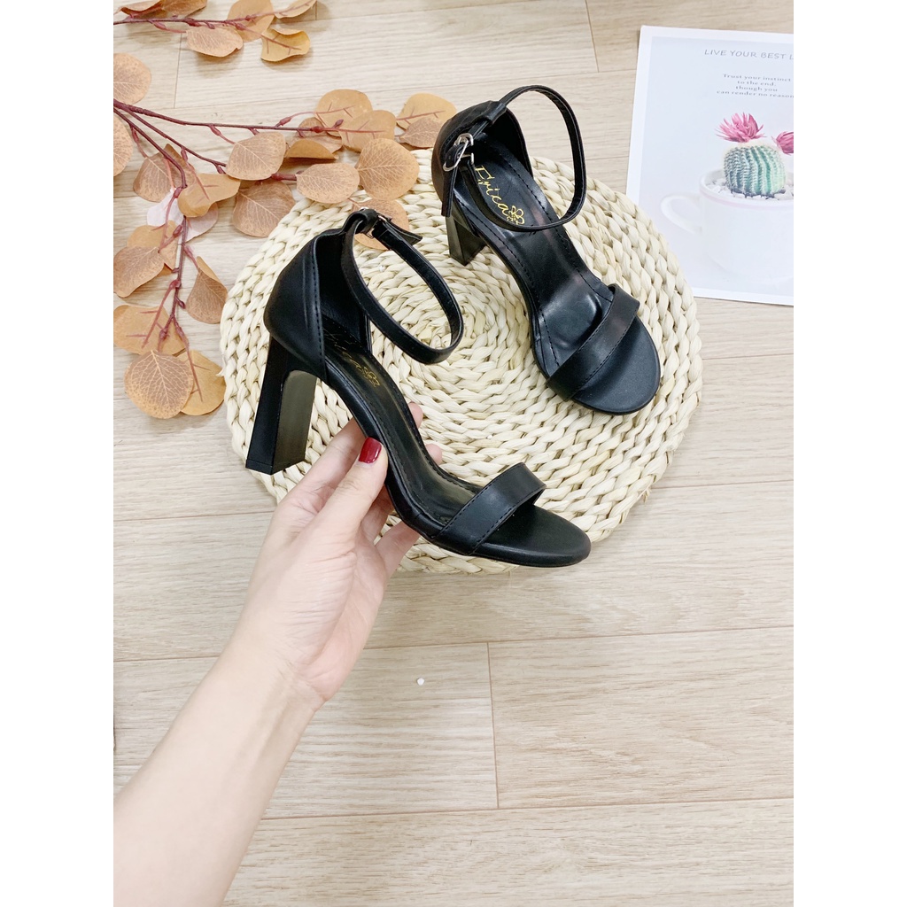 (S135) Sandal nữ basic quai mảnh gót vuông cao 8 phân (Mã G41 - VNXK)