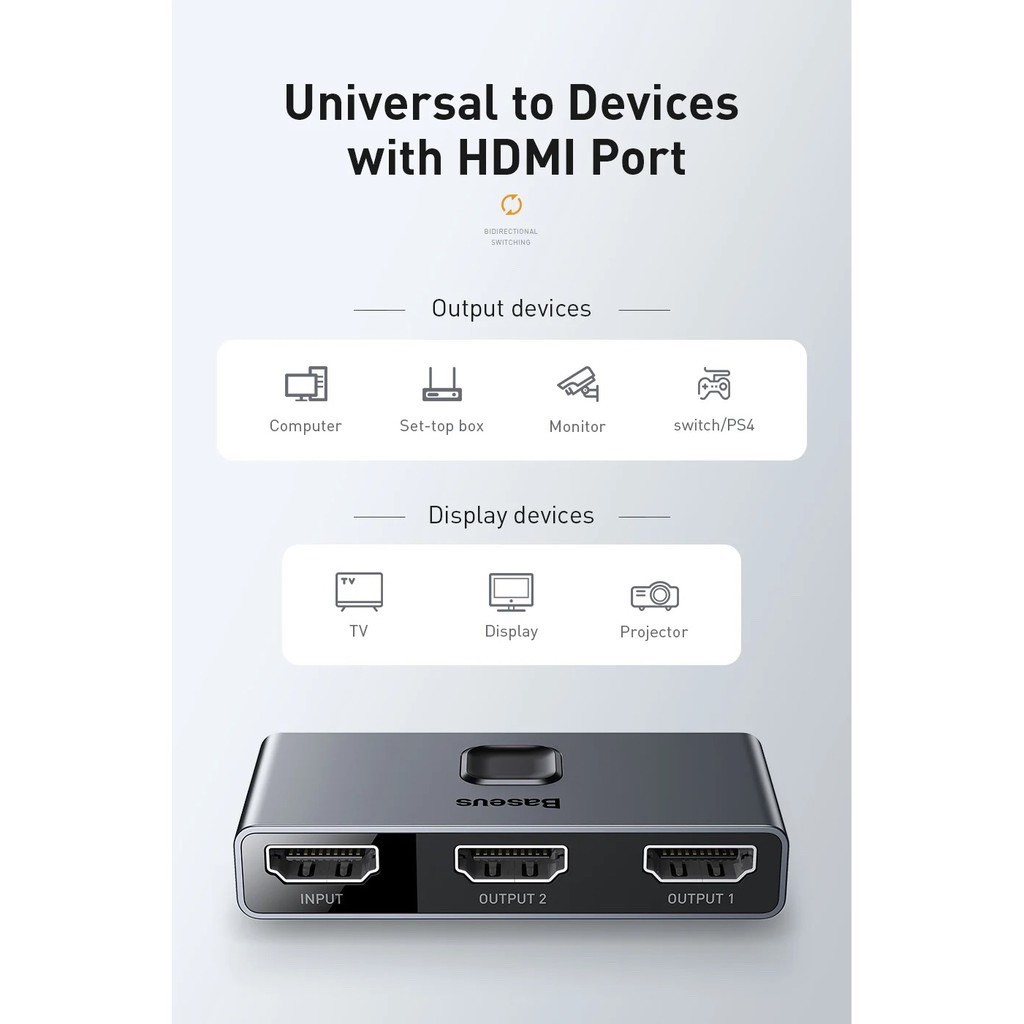 Thiết bị chia cổng HDMI 2 chiều Baseus Matrix HDMI Switcher - Hỗ trợ 4K60Hz - Tiện dụng - Hoàn thiện cao cấp
