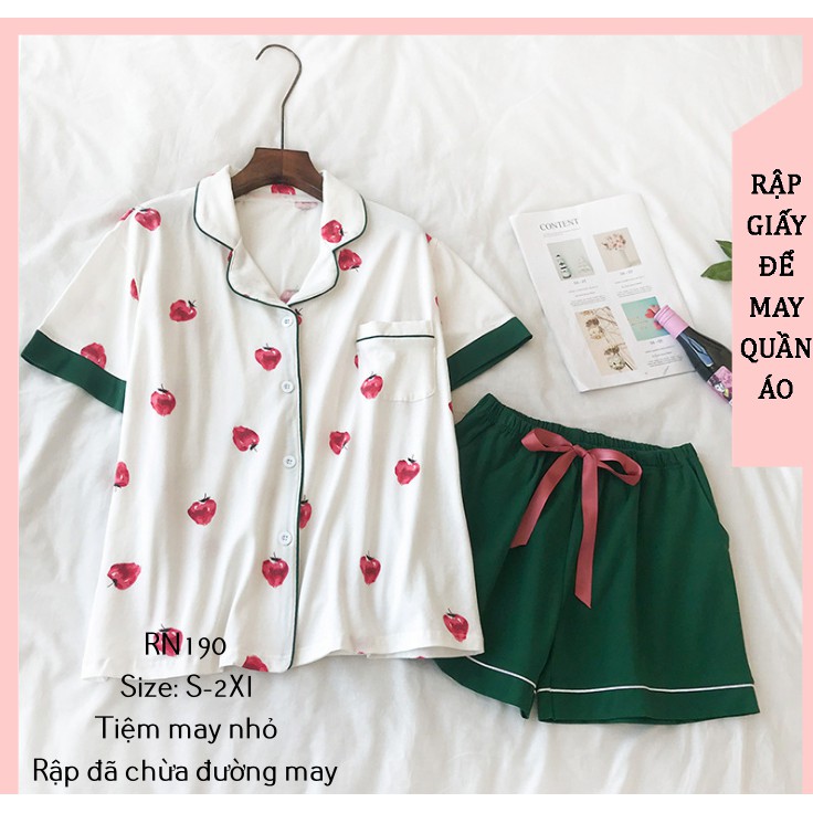 RN190_rập giấy may pijama ngắn tay nữ