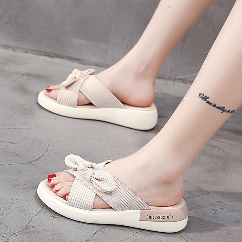 Xăng đan Đi Biển Cột Nơ Chống Trượt Thoải Mái Thời Trang Cho Nữ