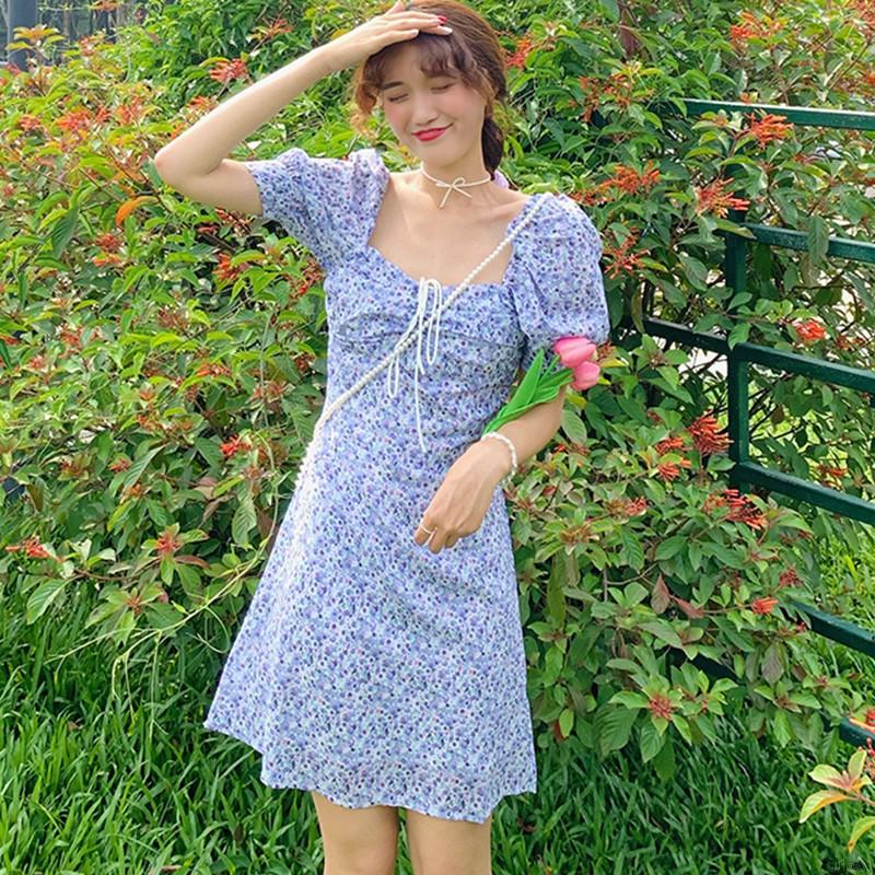 Đầm Voan Hoa Tay Ngắn Thời Trang Dành Xinh Xắn Cho Nữ