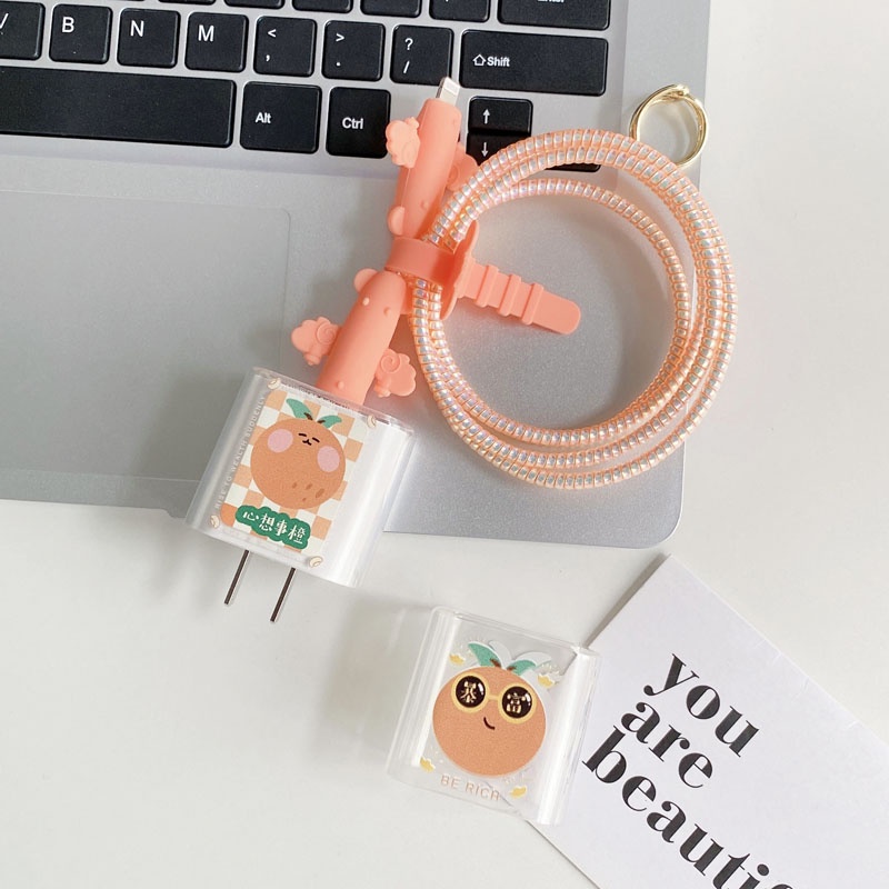 Dụng Cụ Bảo Vệ Dây Cáp Sạc Nhanh 18/20W Bằng Silicon Dạng Xoắn Hoạt Hình Cho iPhone 13 12