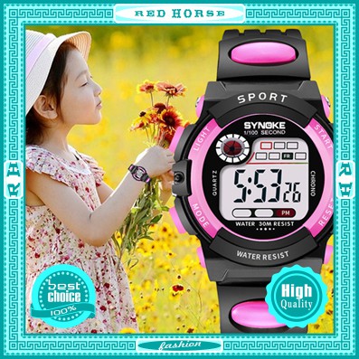Đồng hồ điện tử trẻ em bé trai, bé gái Synoke 26999 (hồng)