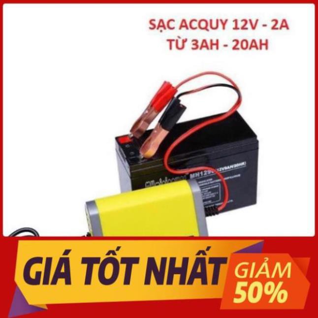 Bộ sạc bình ắc quy tự ngắt 12V 3Ah-20Ah sạc acquy xe máy, xe hơi có đèn led