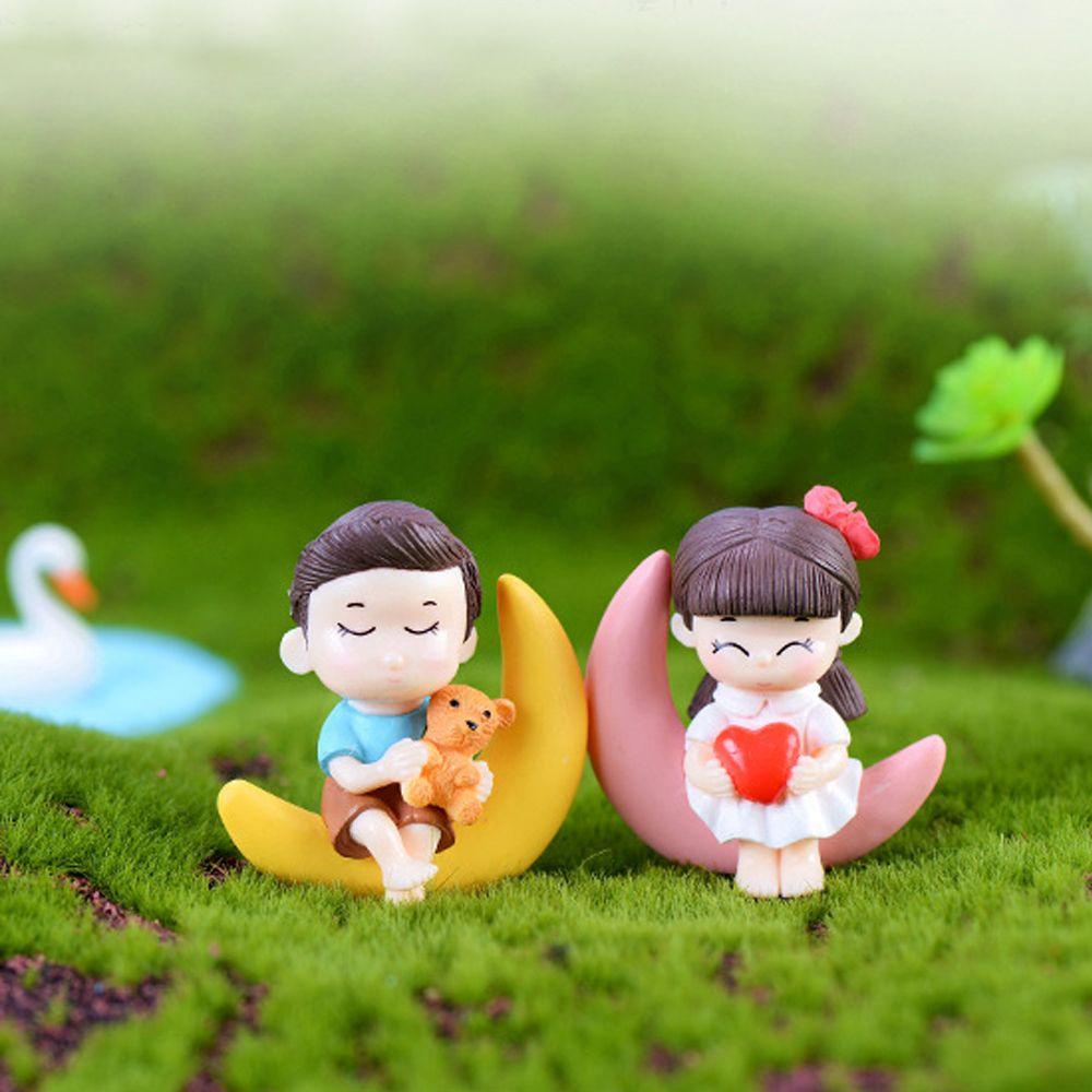 Set 2 Tượng Cặp Đôi Bằng Nhựa Resin Dùng Trang Trí Tiểu Cảnh DIY