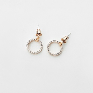 Khuyên tai nữ, bông tai nữ tròn đính đá tỉ mỉ, phong cách Hàn Quốc - Bibo Accessories phụ kiện Hàn Quốc