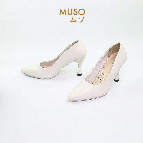 Giày Cao Gót MUSO 7cm Mũi Nhọn Kiểu Dáng Basic Da Lì Mềm