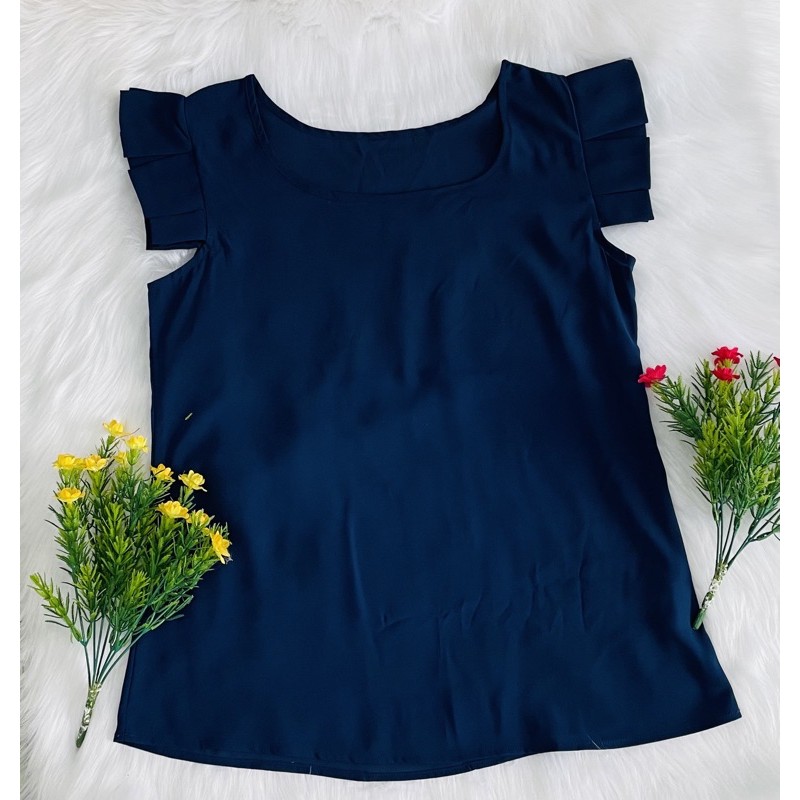 Áo voan nữ tay cánh tiên cổ chữ U xuất khẩu Thái size M-2Xl