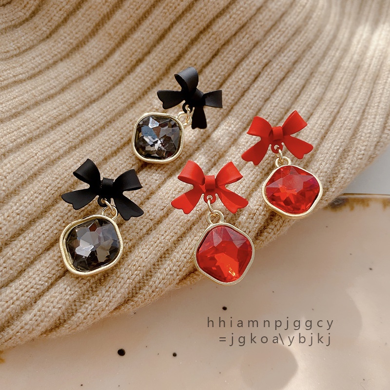 Bông Tai Hình Nơ Đỏ Thời Trang Sang Trọng Phong Cách Hàn Quốc 2022