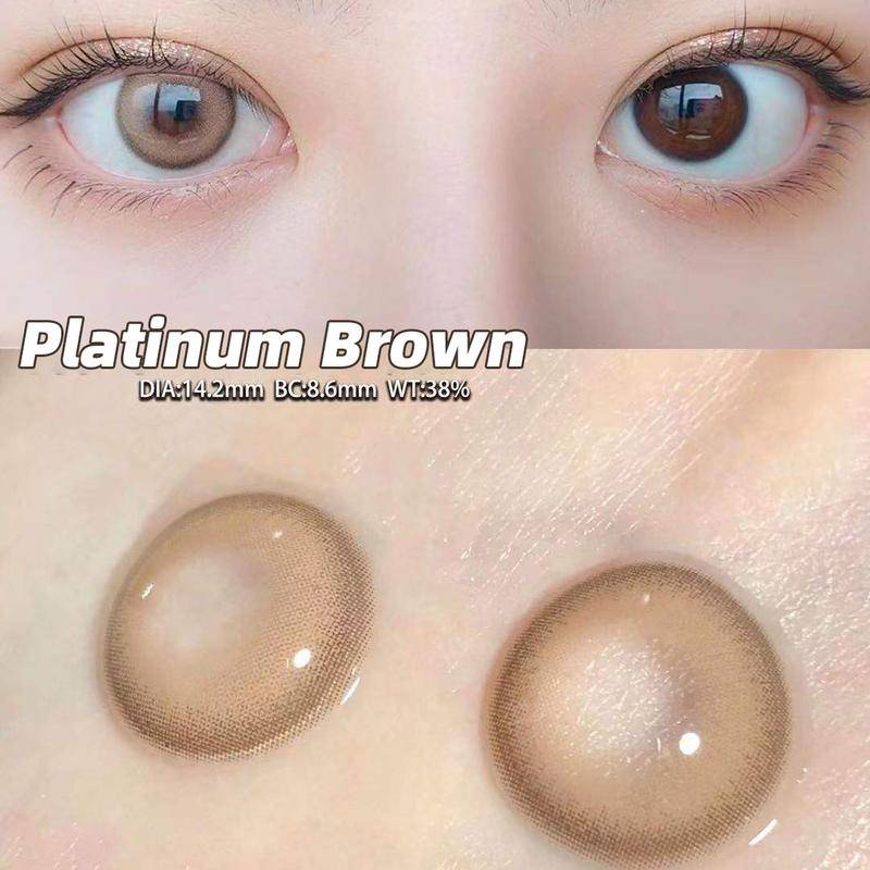 O2Girl Flagship Shop Mỹ Đồng 2 miếng màu xanh nâu tự nhiên năm ném nữ 14.2mm kính cận áp tròng Sinh viên không ném hàng ngày Kích thước đường kính trang điểm Sản phẩm làm đẹp