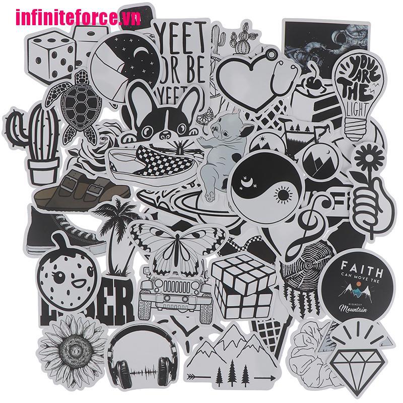 Set 50 Phụ Kiện Trang Trí Đa Năng Màu Trắng Đen Xinh Xắn