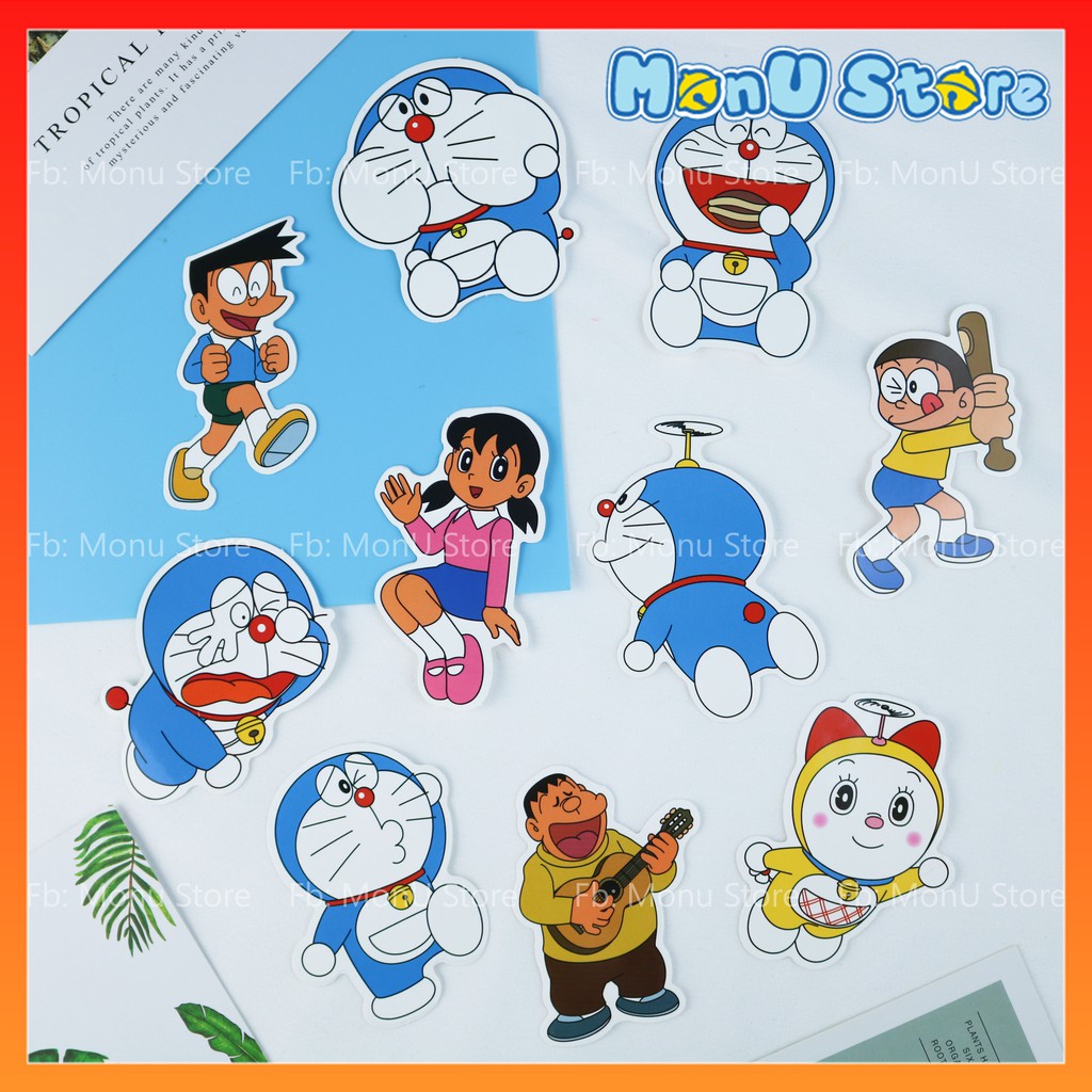 Hình dán sticker chống nước hoạt hình DORAEMON dễ thương cute (bán lẻ 1 hình, kích thước 4 - 6cm)