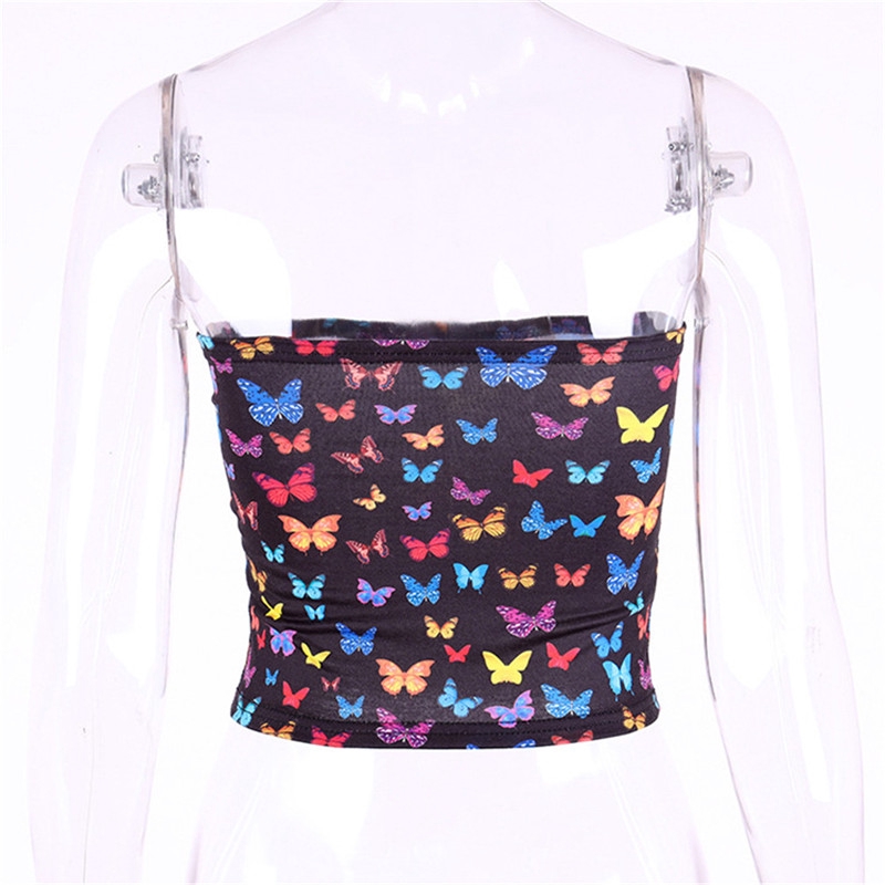 Áo ống hoạ tiết bướm thiết kế trễ vai quyến rũ cho nữ | BigBuy360 - bigbuy360.vn