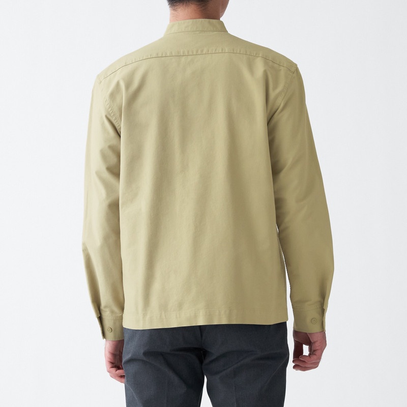 Muji Áo Sơ Mi Vải Oxford Washed Cổ Trụ