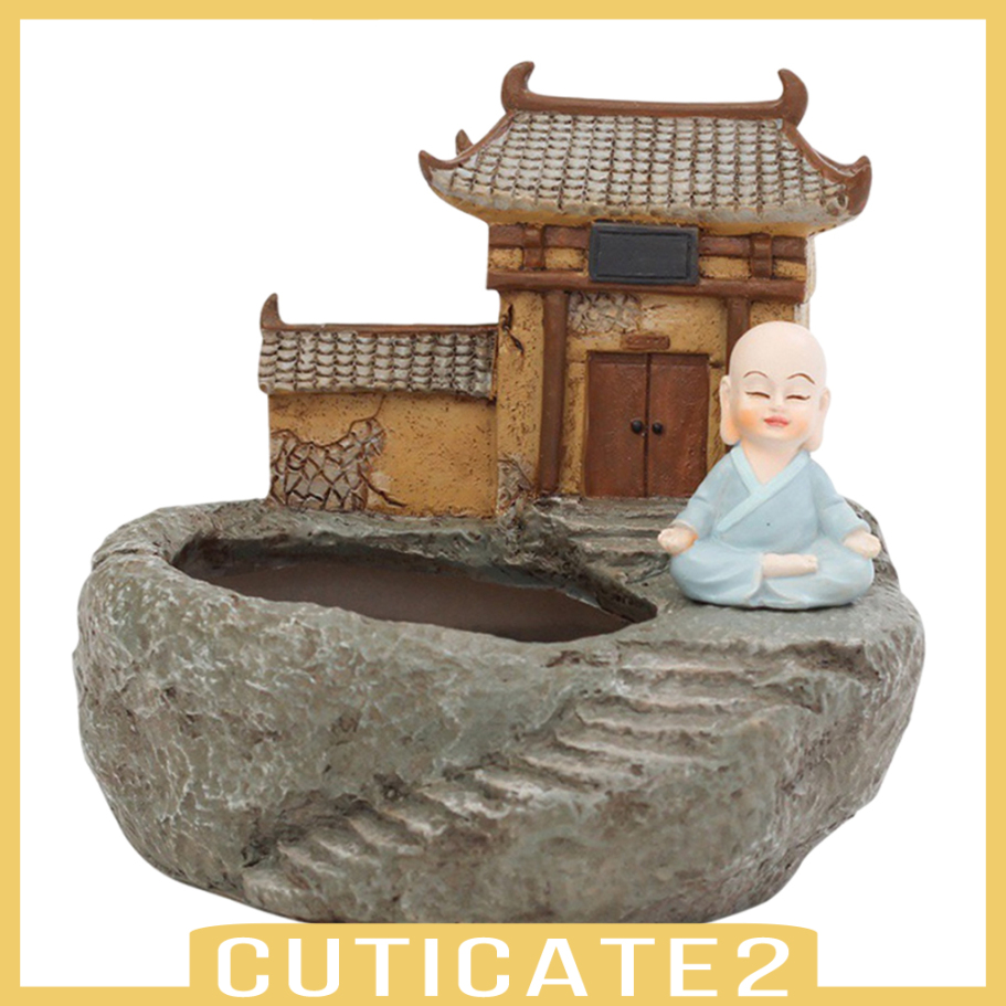 Set 2 Chậu Hoa Bằng Nhựa Resin In Hình Phật Giáo Dễ Thương Trang Trí Sân Vườn