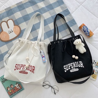 Túi xách vải bạt đeo 1 bên vai sức chứa lớn thời trang Hàn Quốc sành điệu cho nữ sinh