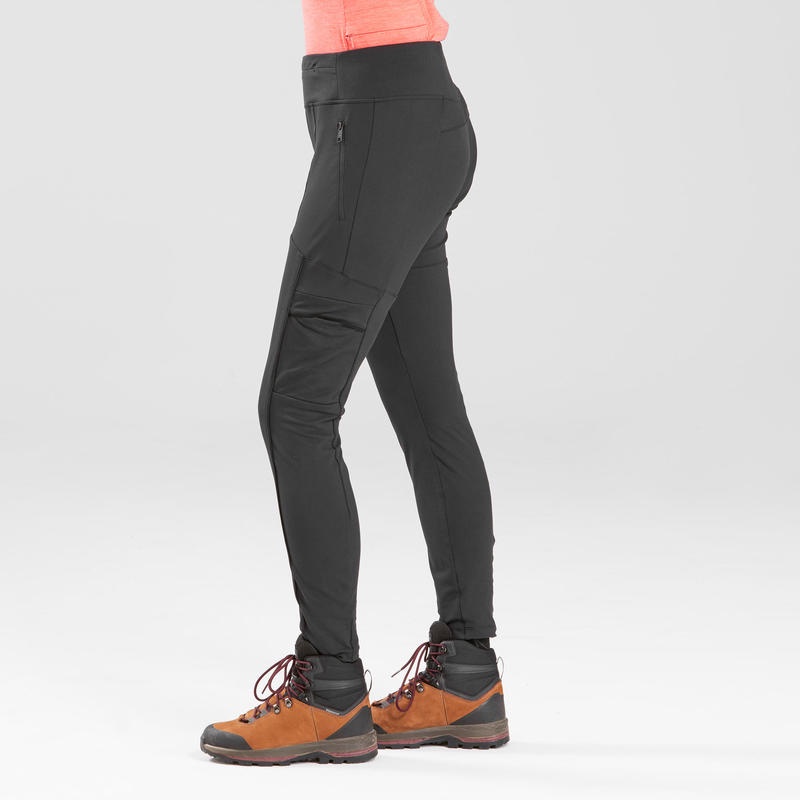 Quần legging nhiều túi vải gia cố đi trekking travel 500 cho nữ - đen Decathlon Forclaz