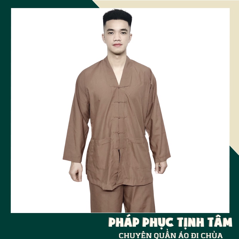 Đồ Lam Bộ Đi Chùa Nam La Hán Dài Tay Cao Cấp Lịch Sự Chất Vải Dày Dặn Mềm Mịn Mặc Rất Mát Và Thoải Mái