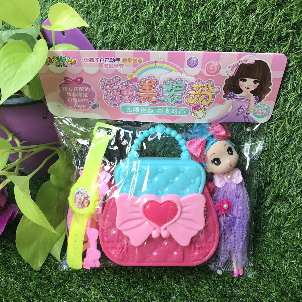 Túi xách trang điểm búp bê Chibi - đồ chơi cho bé gái - Baby Toys
