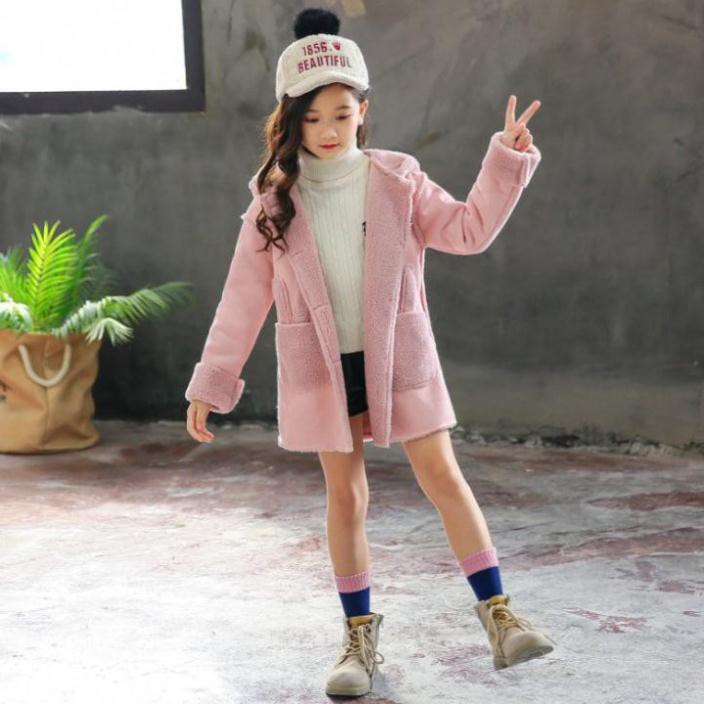 HOT Áo khoác dạ bé gái mẫu mới 2020 - Áo khoác cho bé gái 8 tuổi trở lên phong cách hàn quốc hàng Quảng Châu