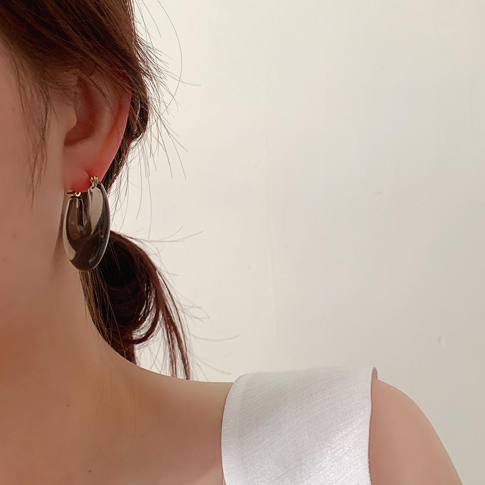 Bông Tai Hình Tròn Bằng Hợp Kim Phong Cách Hàn Quốc Thời Trang Cho Nữ
