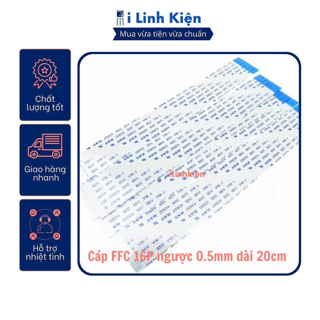 Cáp FFC 16P Ngược 0.5mm Dài 20cm Loại 1