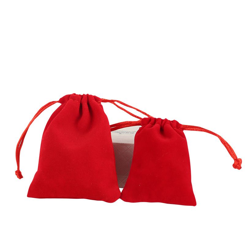 Combo 10 túi nhung đỏ - đen trơn dây rút 8x10cm