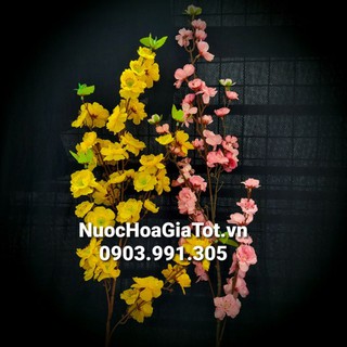 Nhánh 1 mét hoa mai đào 5 cành trang trí nhà cửa ngày tết
