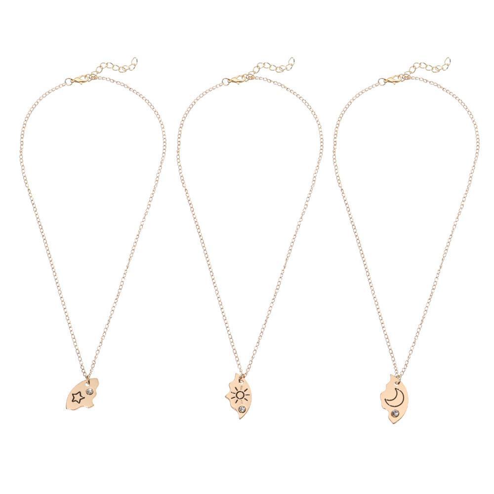 CACTU Set 3 Vòng cổ Tình Bạn Mặt Trăng / Mặt Trời / Đám Mây / Ngôi Sao Đính Đá