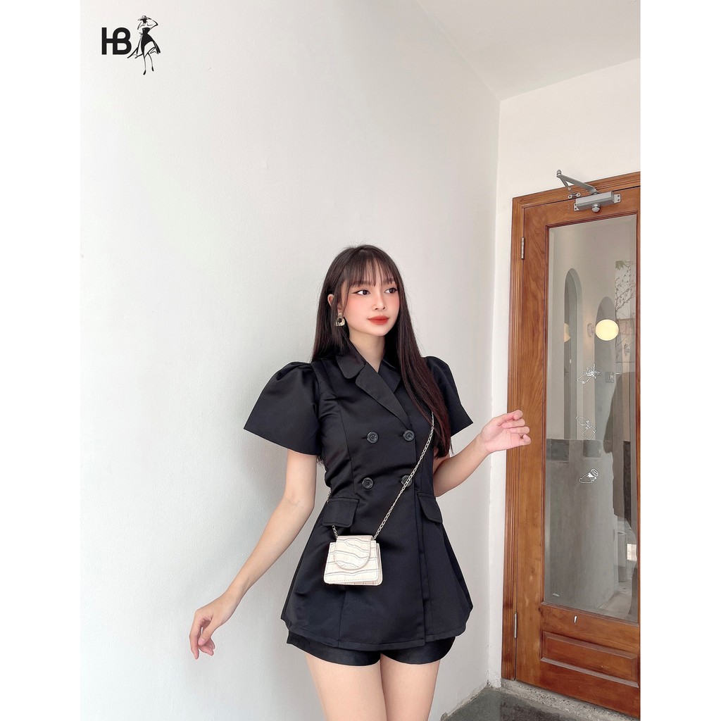 Áo vest blazer tay phồng kèm quần sort ngắn HB S056