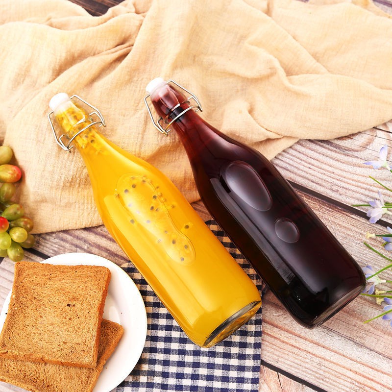 💐Chai thuỷ tinh dáng tròn có nắp gài 500ml- 1000ml 💐- Lên men F2 Kombucha, làm nước có gas