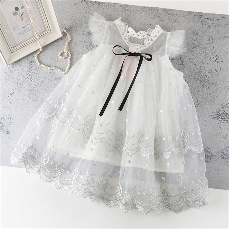 Đầm xòe tulle NNJXD phối ren hoa kiểu công chúa cho bé gái 4-8 tuổi